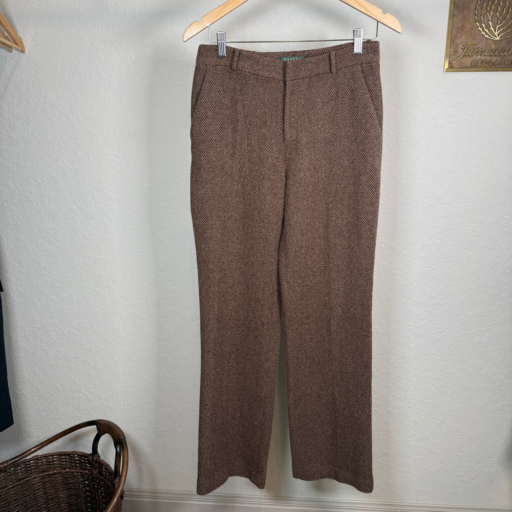 Lauren Ralph Lauren Women's Tweed Wool Blend Dress Pants Size 4 Brown - Picture 3 of 10